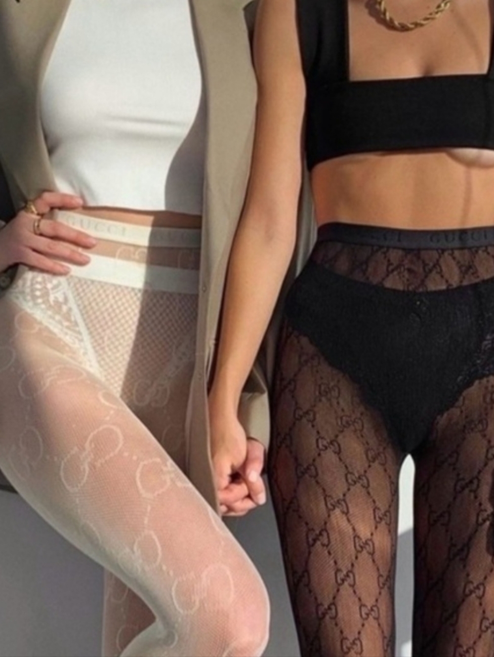 Luxury GG Woven Fishnet Stockings Tights Pantyhose - Picture 7 of 8
